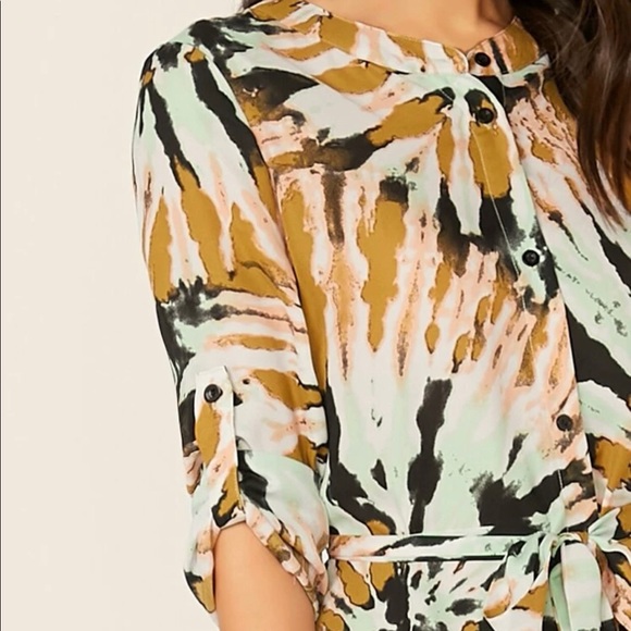 SHEIN Belted Tie Dye Shirt Dress - Picture 3 of 10